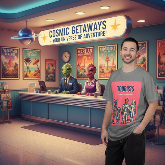 Tourists Alien T-Shirt — Retro Space Visitor Graphic Tee