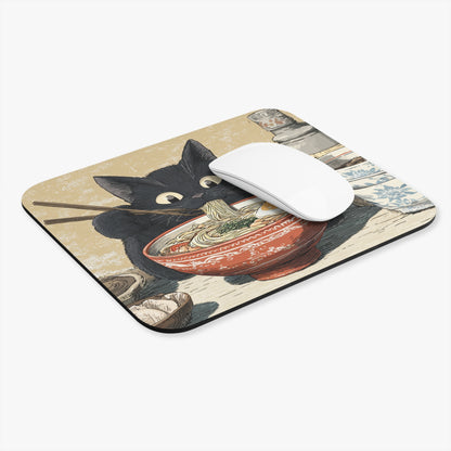 Cute Black Cat Ramen Mouse Pad