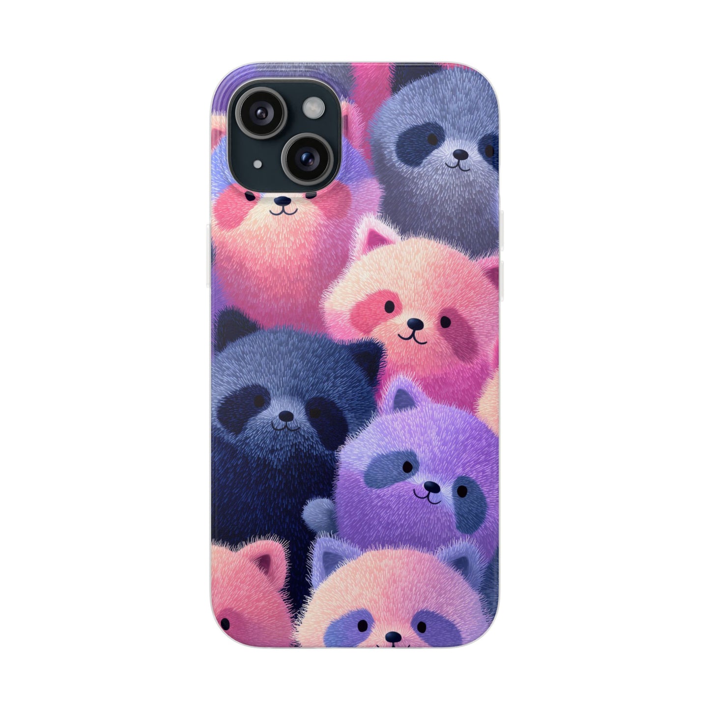 Fluffy Raccoon Cartoon Flexi Cases – Fun and Playful iPhone Case
