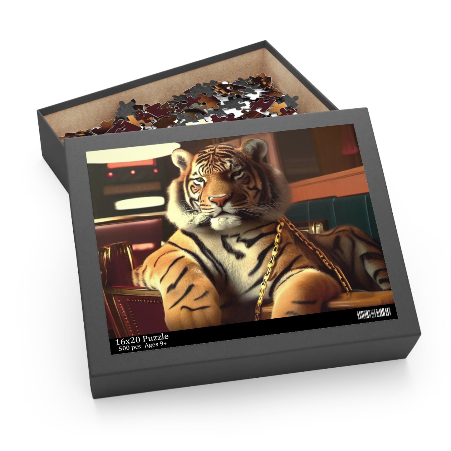 Retro Tiger In A Diner Jigsaw Puzzle 500-Piece
