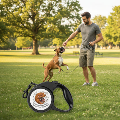Retractable Pet Leash - "Excitement Levels Critical" Boxer Dog