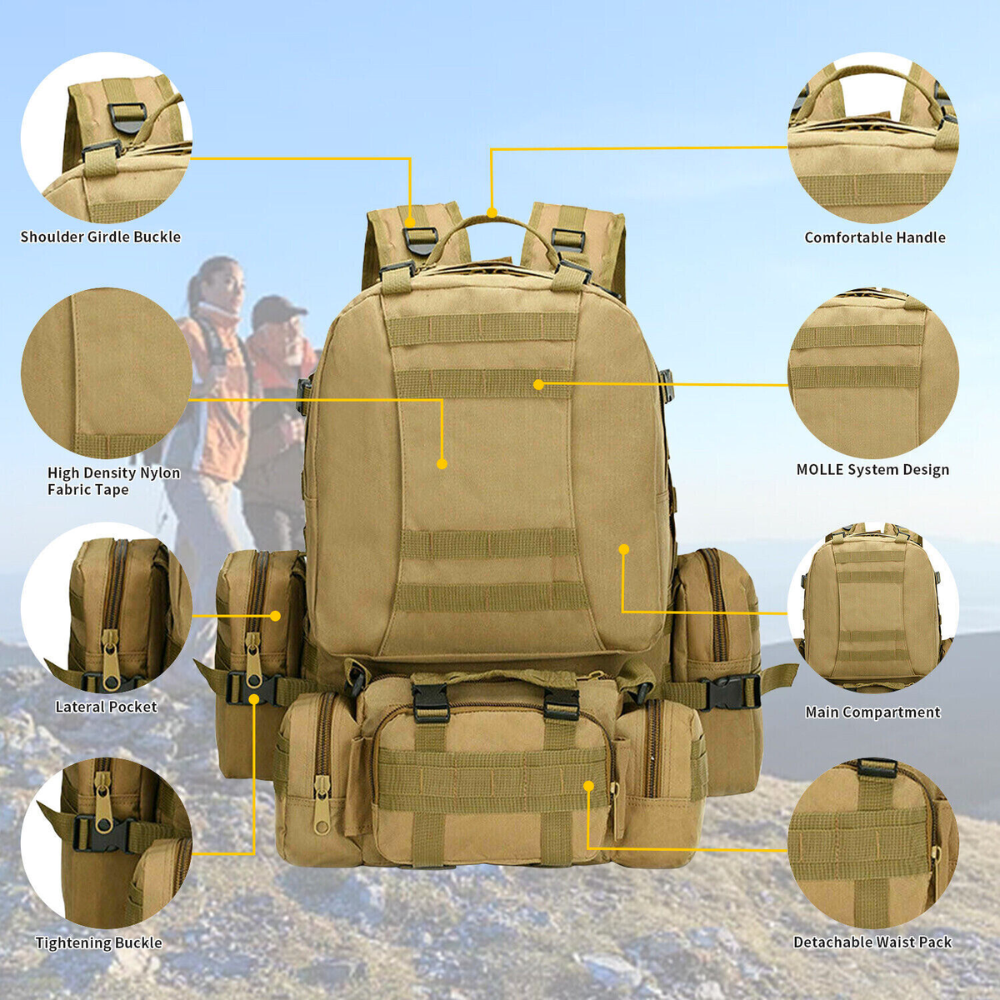 Military Style Outdoor Durable 55L Waterproof Backpack