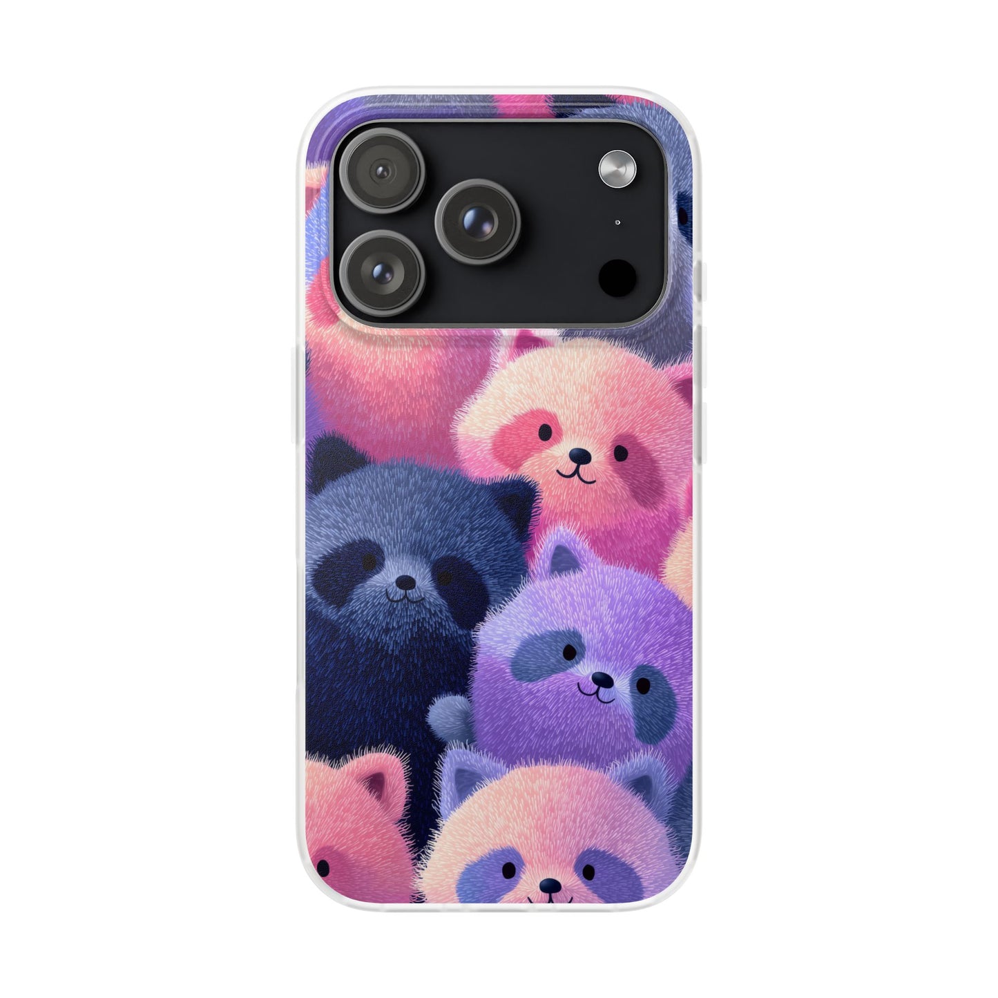 Fluffy Raccoon Cartoon Flexi Cases – Fun and Playful iPhone Case