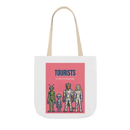 4 Alien Species Tourists Retro Sci‑Fi Character Canvas Tote
