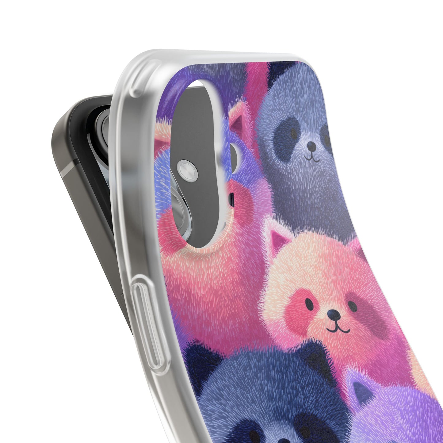 Fluffy Raccoon Cartoon Flexi Cases – Fun and Playful iPhone Case