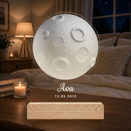 Personalized Forever Moon Night Light -  Custom Name LED Bedroom Lamp