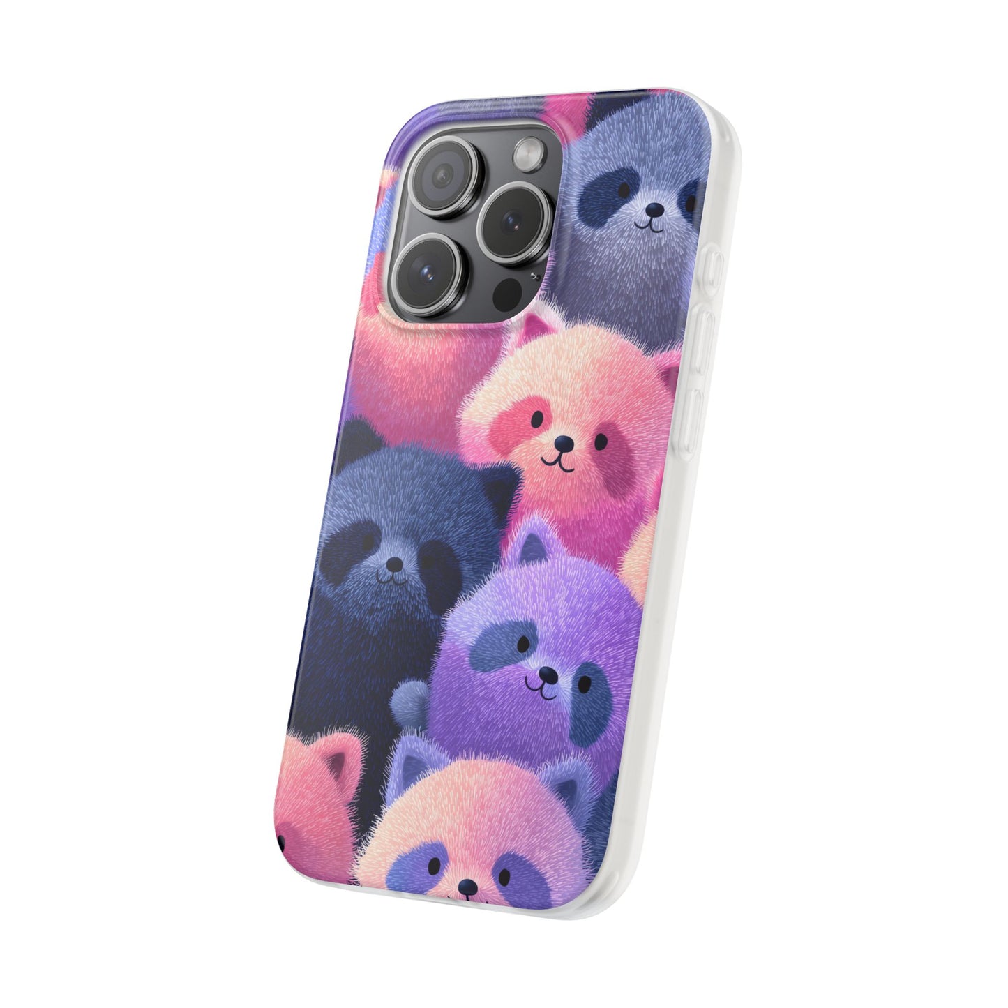 Fluffy Raccoon Cartoon Flexi Cases – Fun and Playful iPhone Case