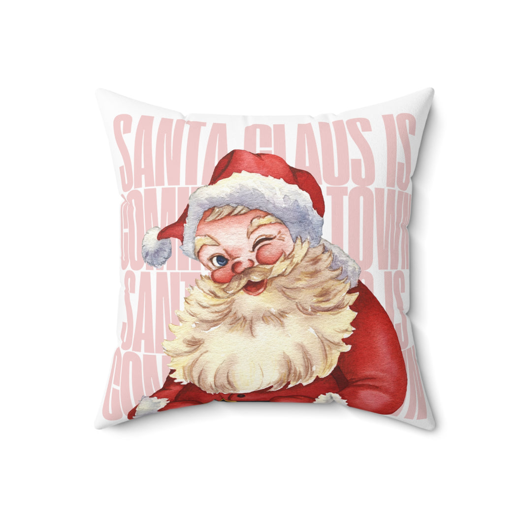 Santa Claus is Coming To Town Faux Suede Cushion
