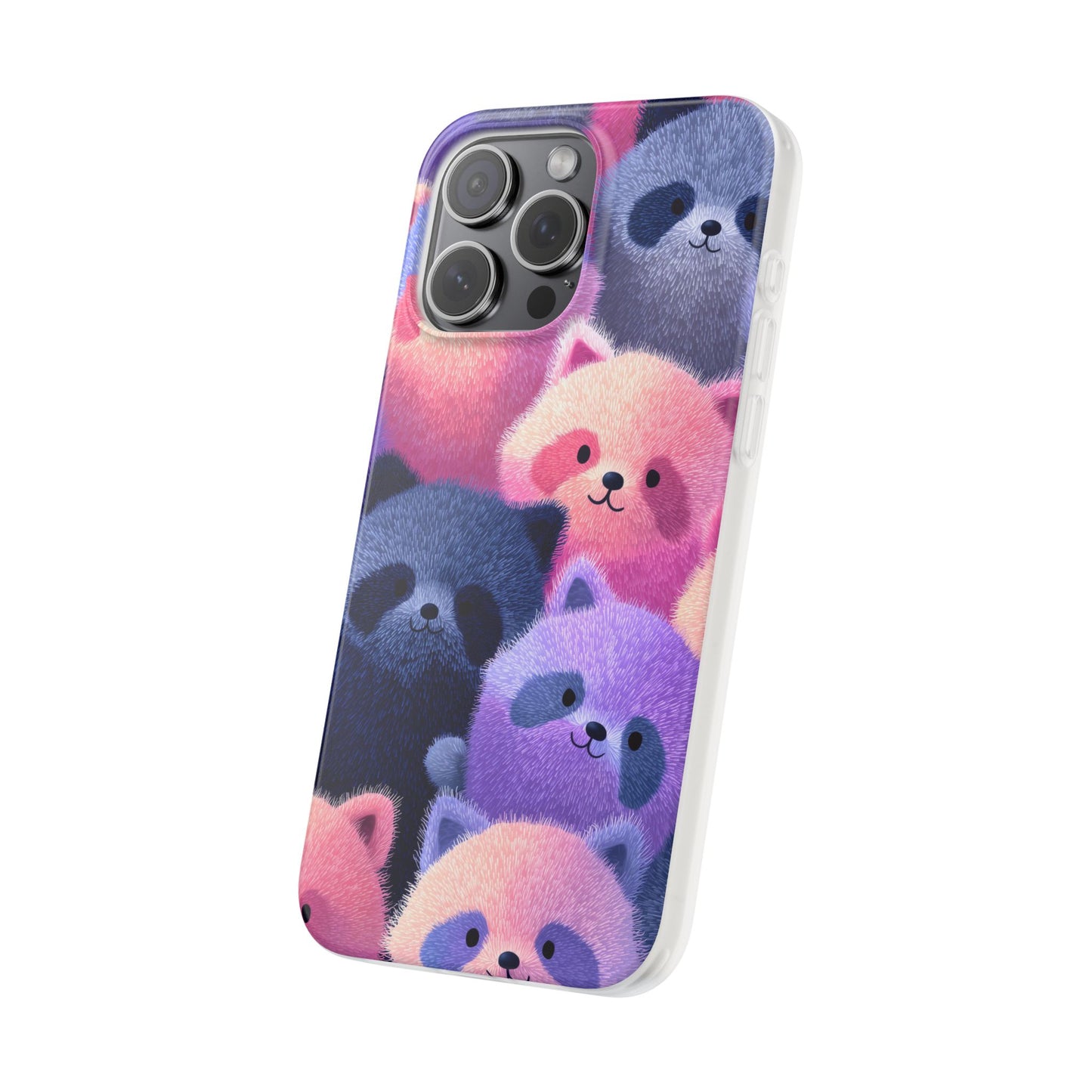 Fluffy Raccoon Cartoon Flexi Cases – Fun and Playful iPhone Case