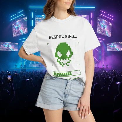 Respawning... Please Wait T-Shirt - Pixel Alien Gamer Tee