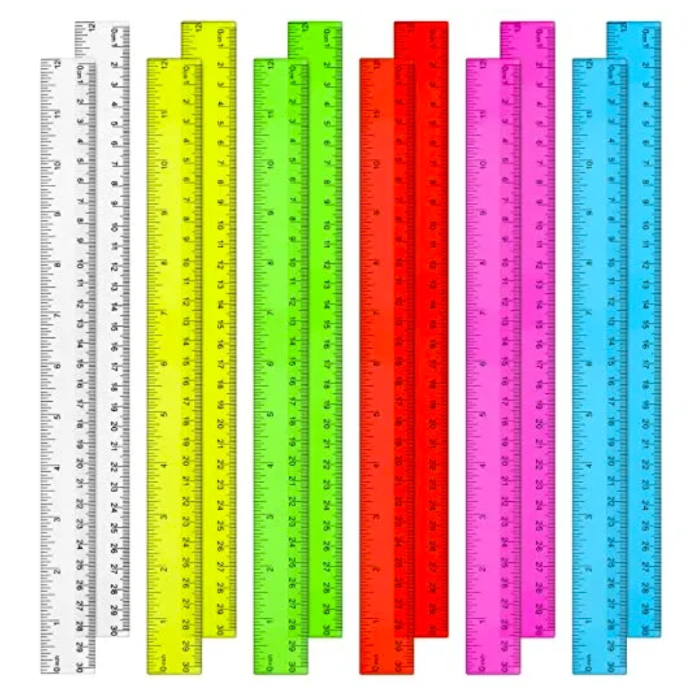 Vibrant Translucent 12-Inch Plastic Rulers - 288 Units