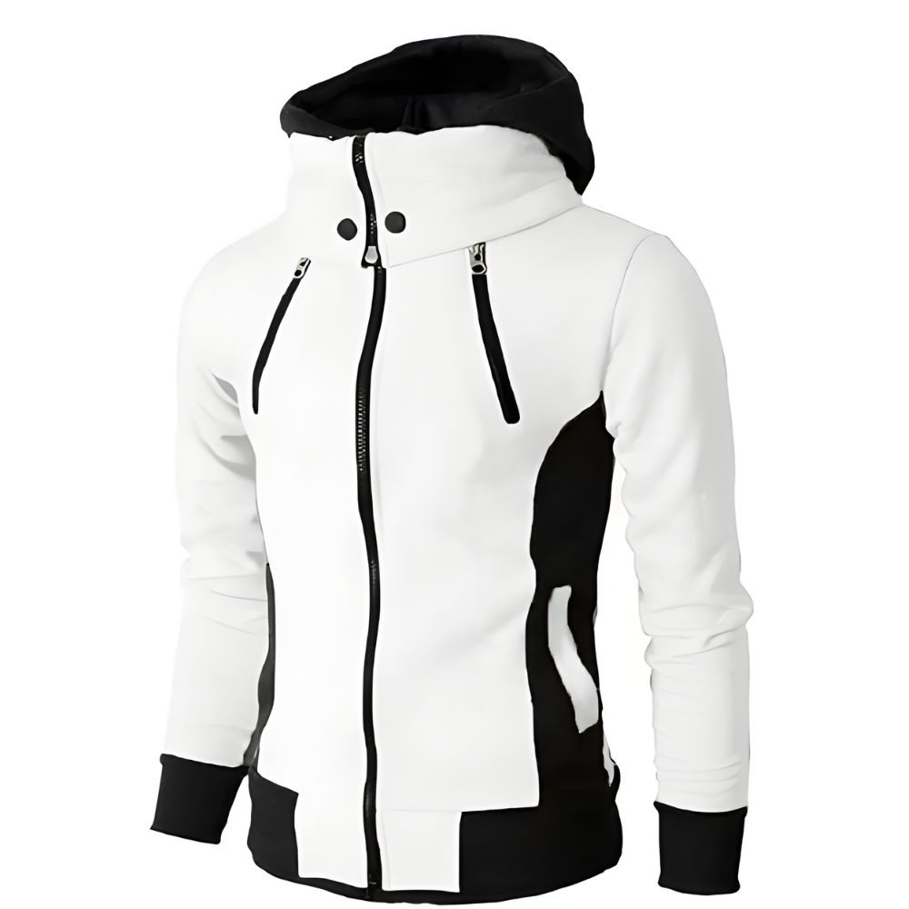 Mens High Collar Hoodie with Contrasting Cuffs