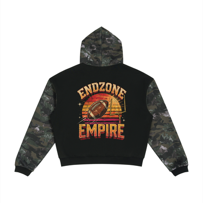 Football Theme Colorblock Camo Full Zip Boxy Hoodie