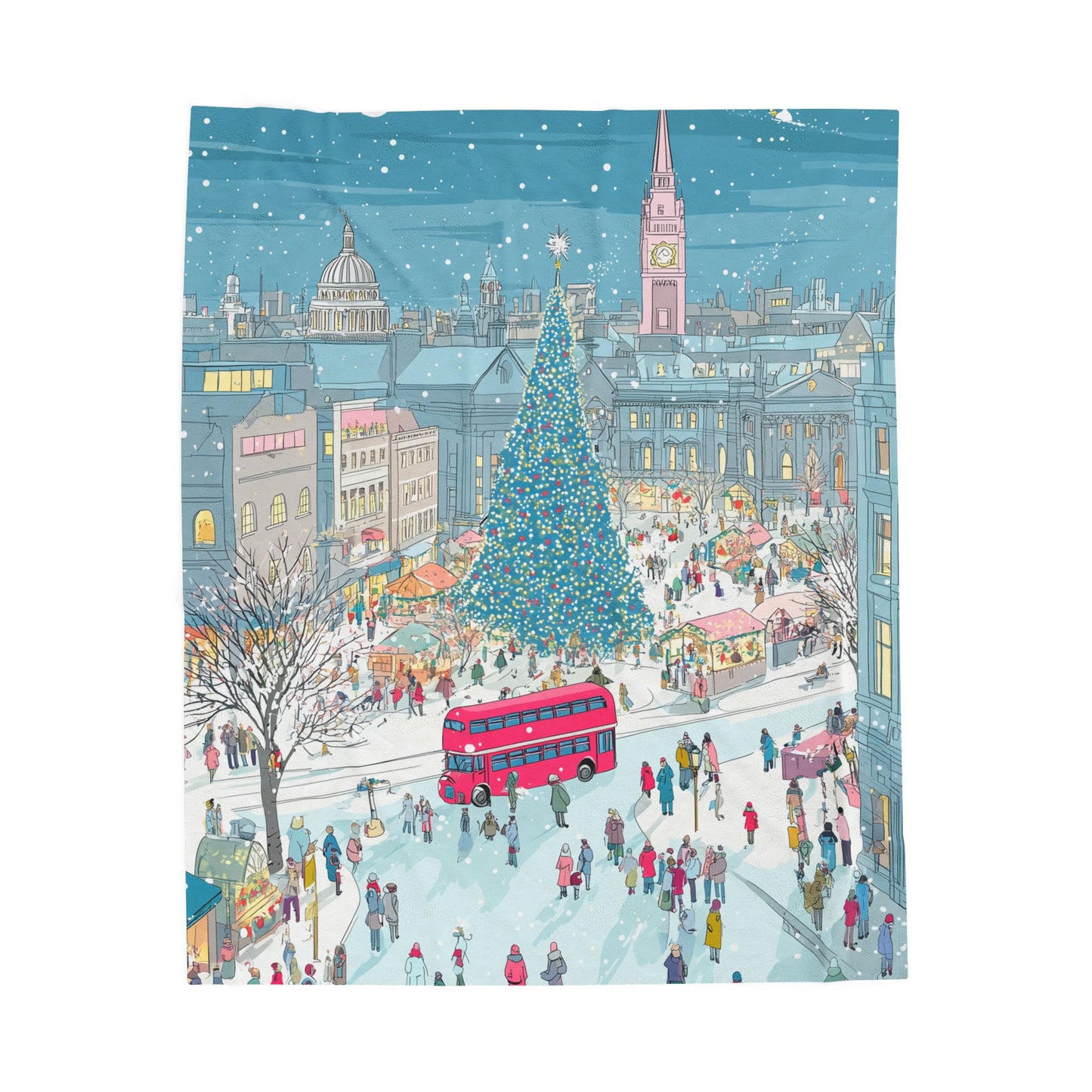 The Enchanted Christmas Market Blanket Plush Throw