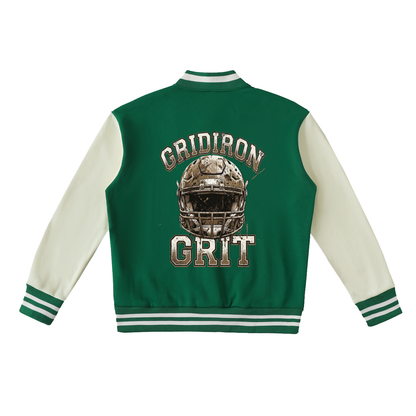 Gridiron Grit Football Theme Two-Tone Fleeced Varsity Jacket