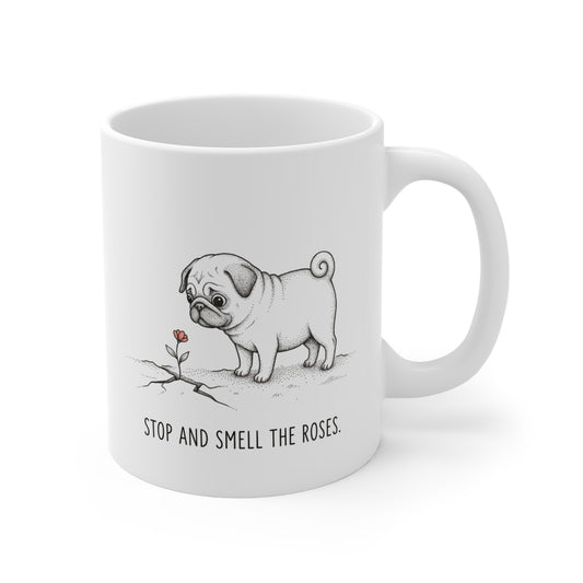 The Pondering Pug & The Tiny Flower Mug