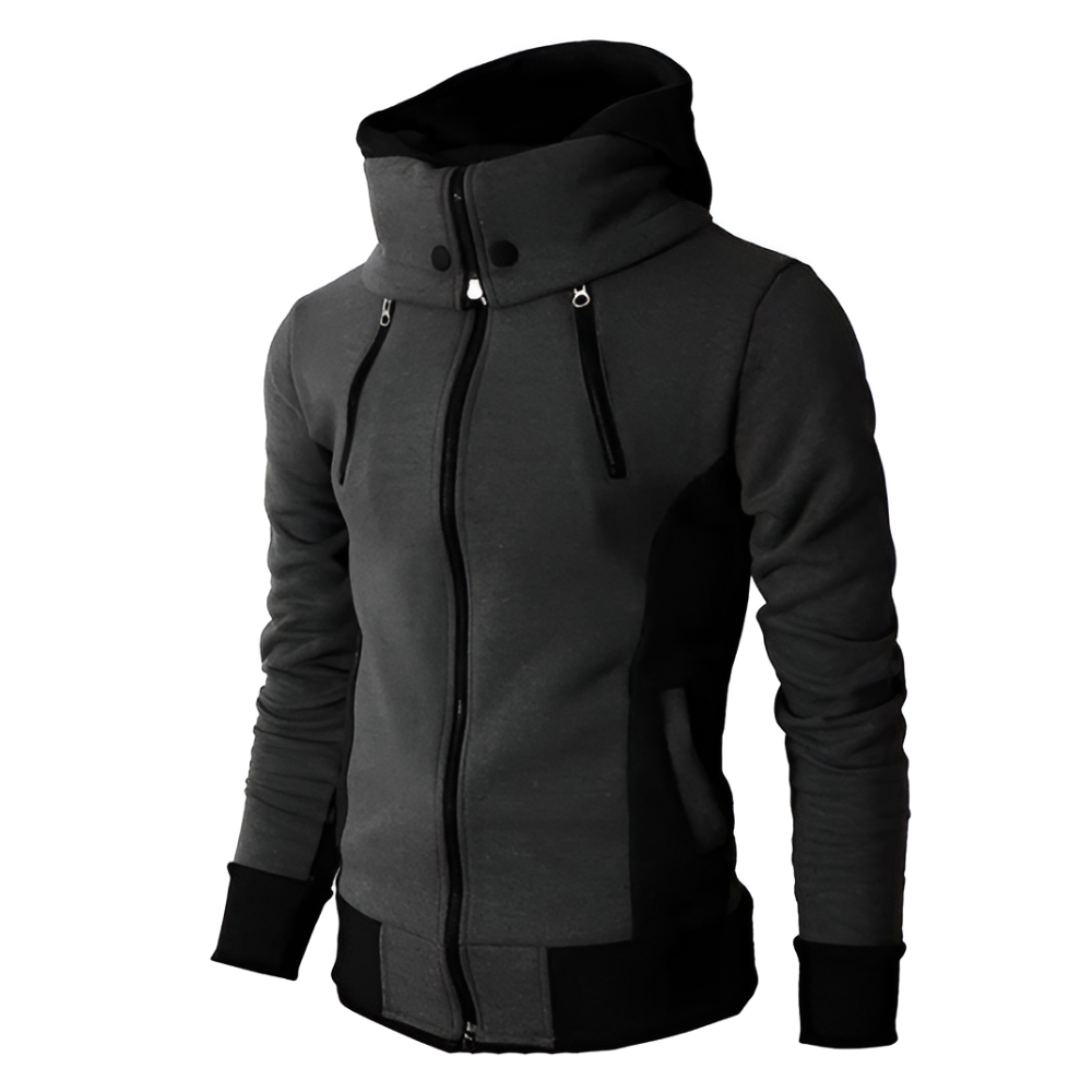 Mens High Collar Hoodie with Contrasting Cuffs