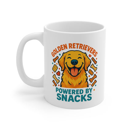 Golden Retrievers Powered by Snacks  11oz Ceramic Coffee Cup