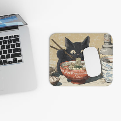 Cute Black Cat Ramen Mouse Pad