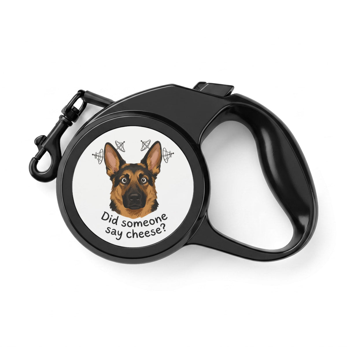 Retractable Pet Leash - "Did someone say cheese?" German Shepherd Design
