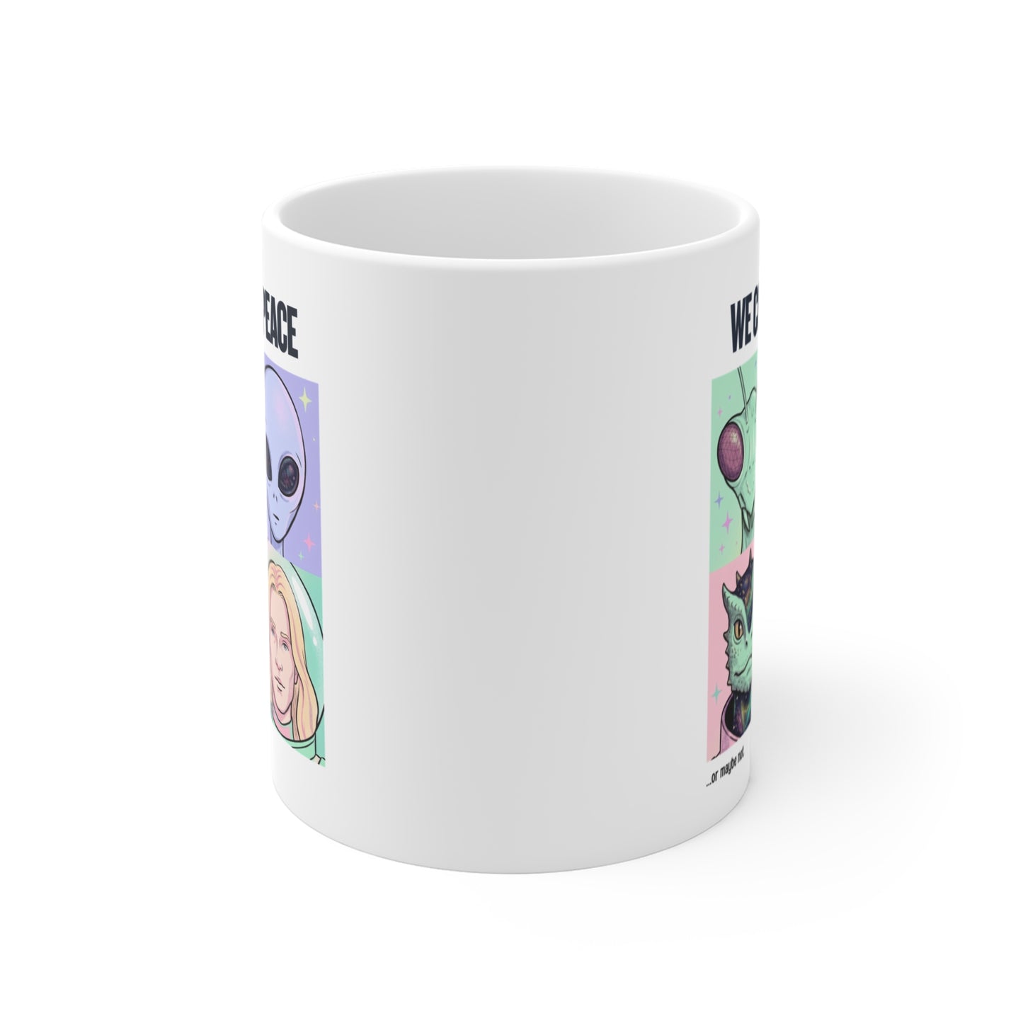 We Come in Peace Mug - Alien Portraits 11oz Ceramic Coffee Cup