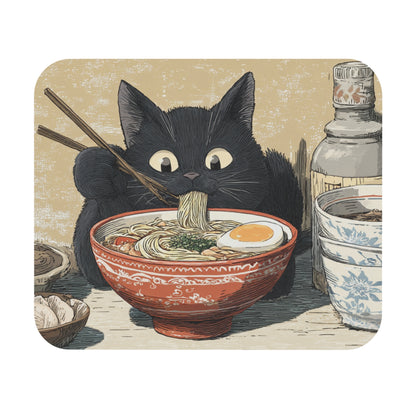Cute Black Cat Ramen Mouse Pad
