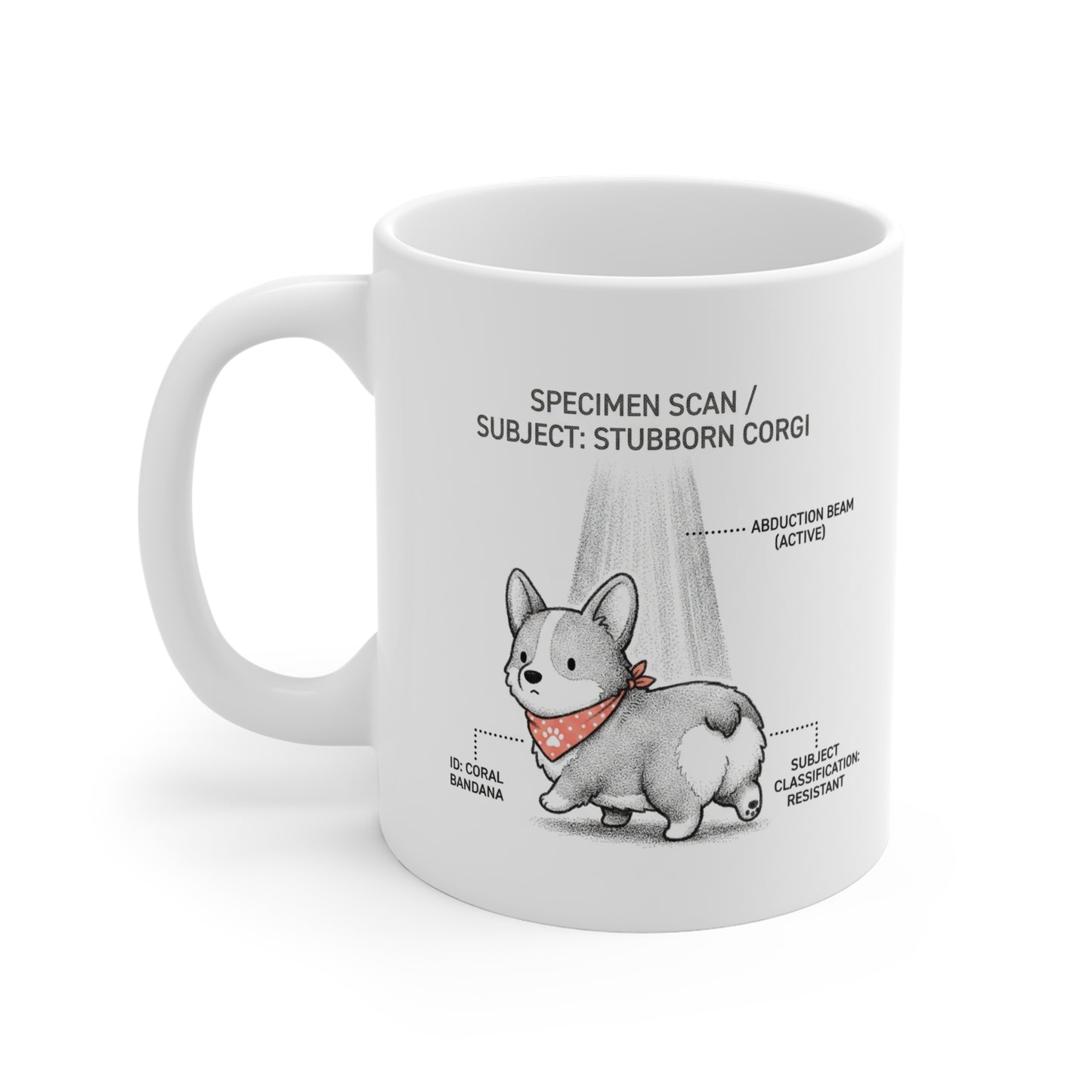 The Corgi Abduction Scanner Mug