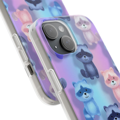 Colorful Raccoon Cartoon Flexi Cases iPhone Case