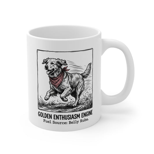 The Golden Retriever Enthusiasm Engine Mug