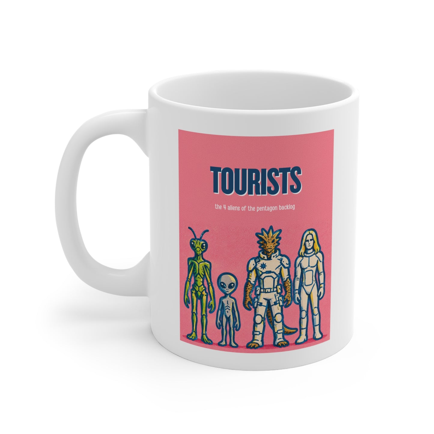 Tourists Theme 4 Alien Species Retro Sci‑Fi Character Mug