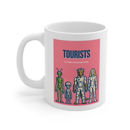 Tourists Theme 4 Alien Species Retro Sci‑Fi Character Mug