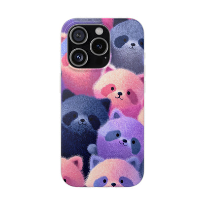 Fluffy Raccoon Cartoon Flexi Cases – Fun and Playful iPhone Case