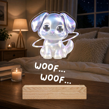 Cute Kawaii Puppy LED Night Light — Galactic Dog Shape Acrylic Lamp