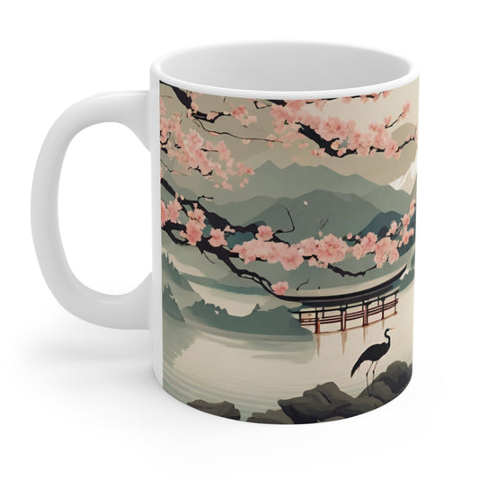 Vintage Japanese Cherry Blossom Art Mug