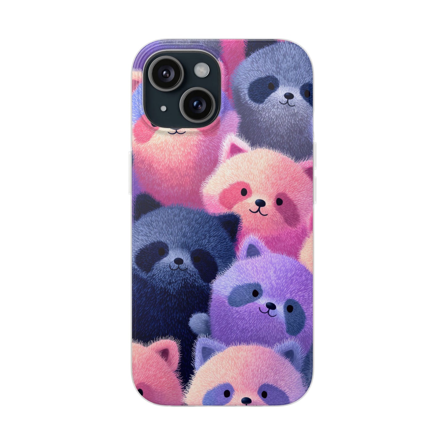 Fluffy Raccoon Cartoon Flexi Cases – Fun and Playful iPhone Case
