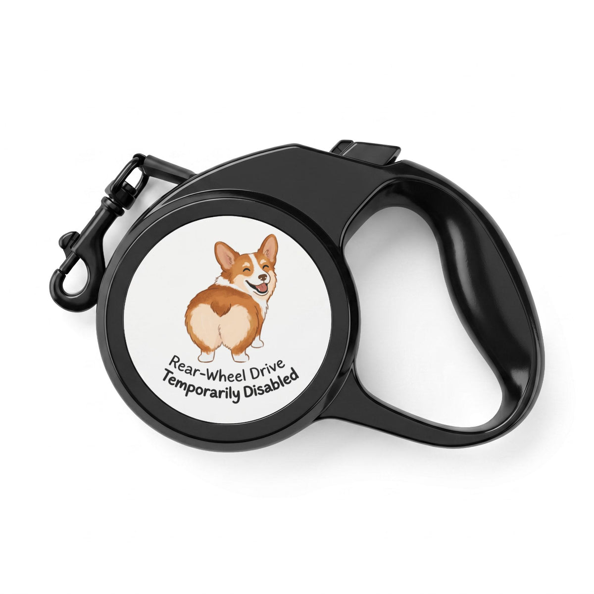 Retractable Leash - 'Rear-Wheel Drive Temporarily Disabled' Corgi Design