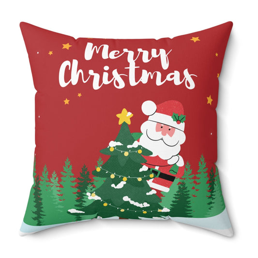 Merry Christmas Santa Claus Faux Suede Cushion