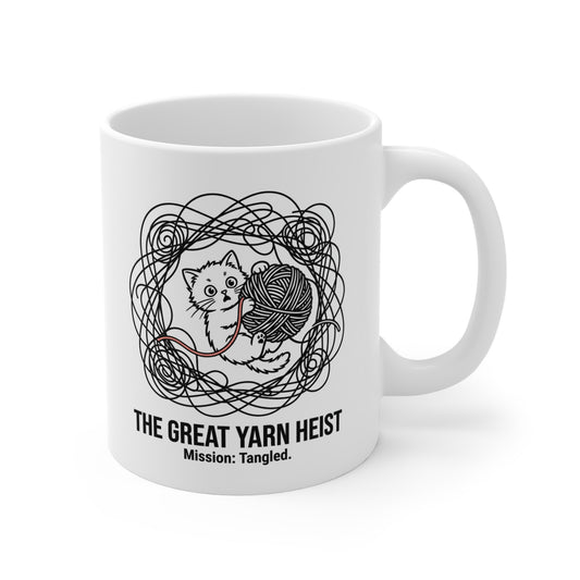The Great Yarn Ball Heist Cat Mug
