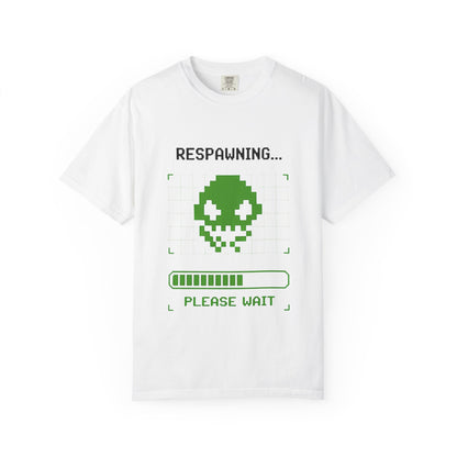 Respawning... Please Wait T-Shirt - Pixel Alien Gamer Tee