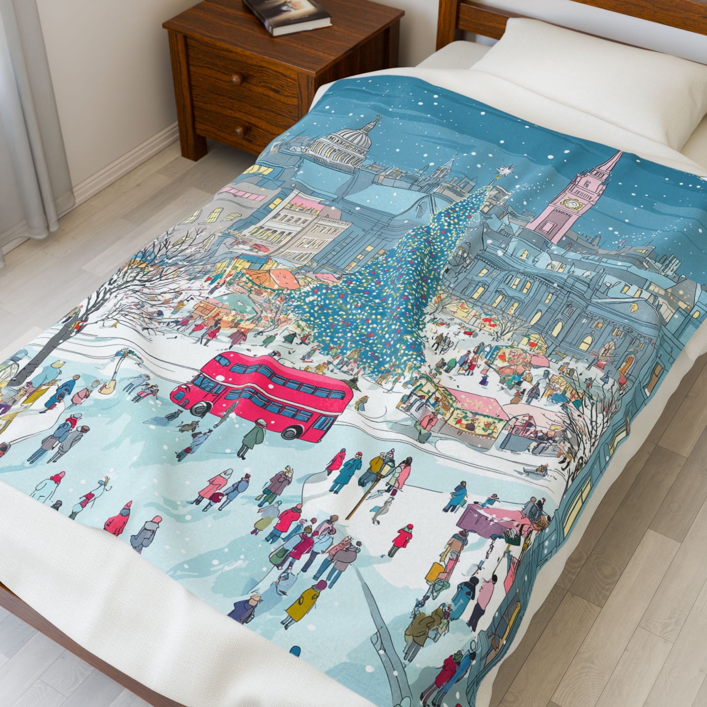 The Enchanted Christmas Market Blanket Plush Throw