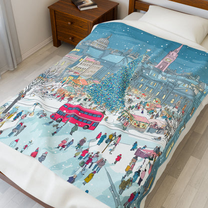 The Enchanted Christmas Market Blanket Plush Throw