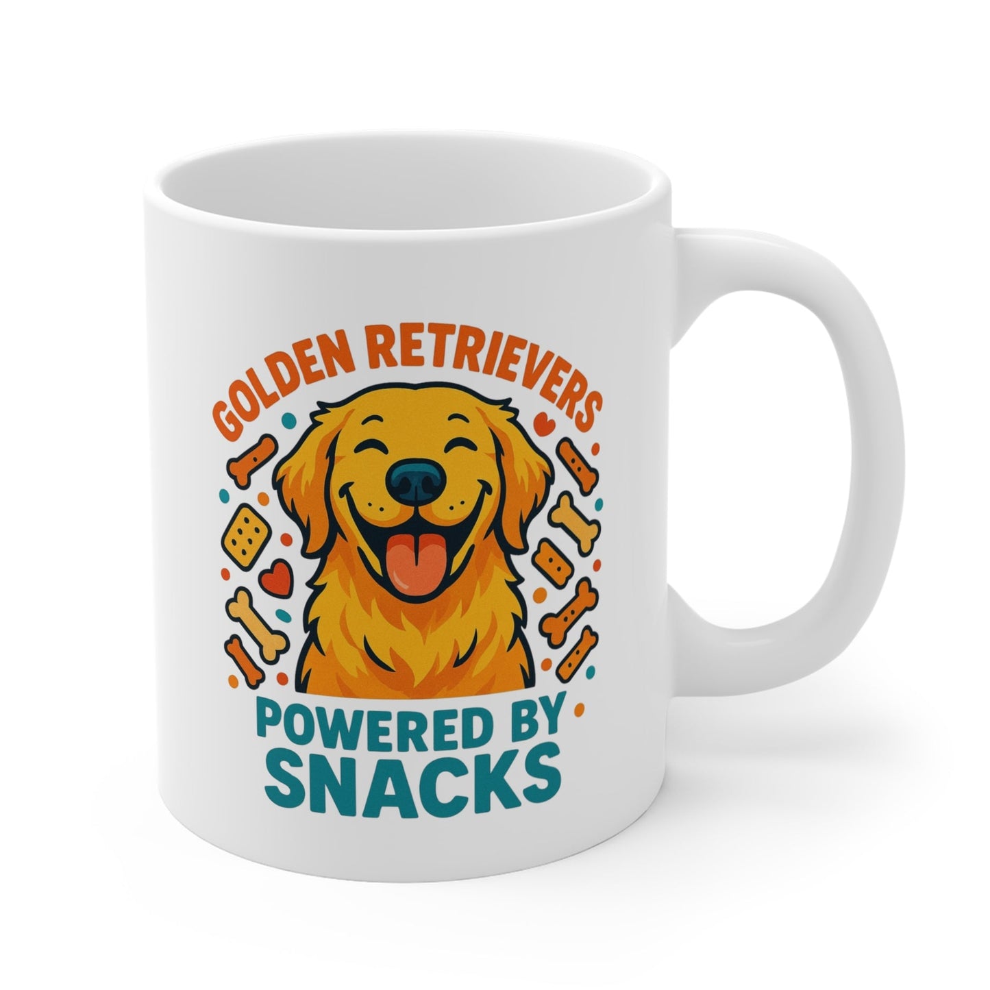 Golden Retrievers Powered by Snacks  11oz Ceramic Coffee Cup
