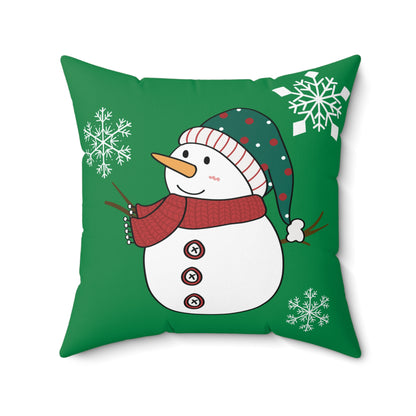 Christmas Snowman Double Sided Faux Suede Pillow