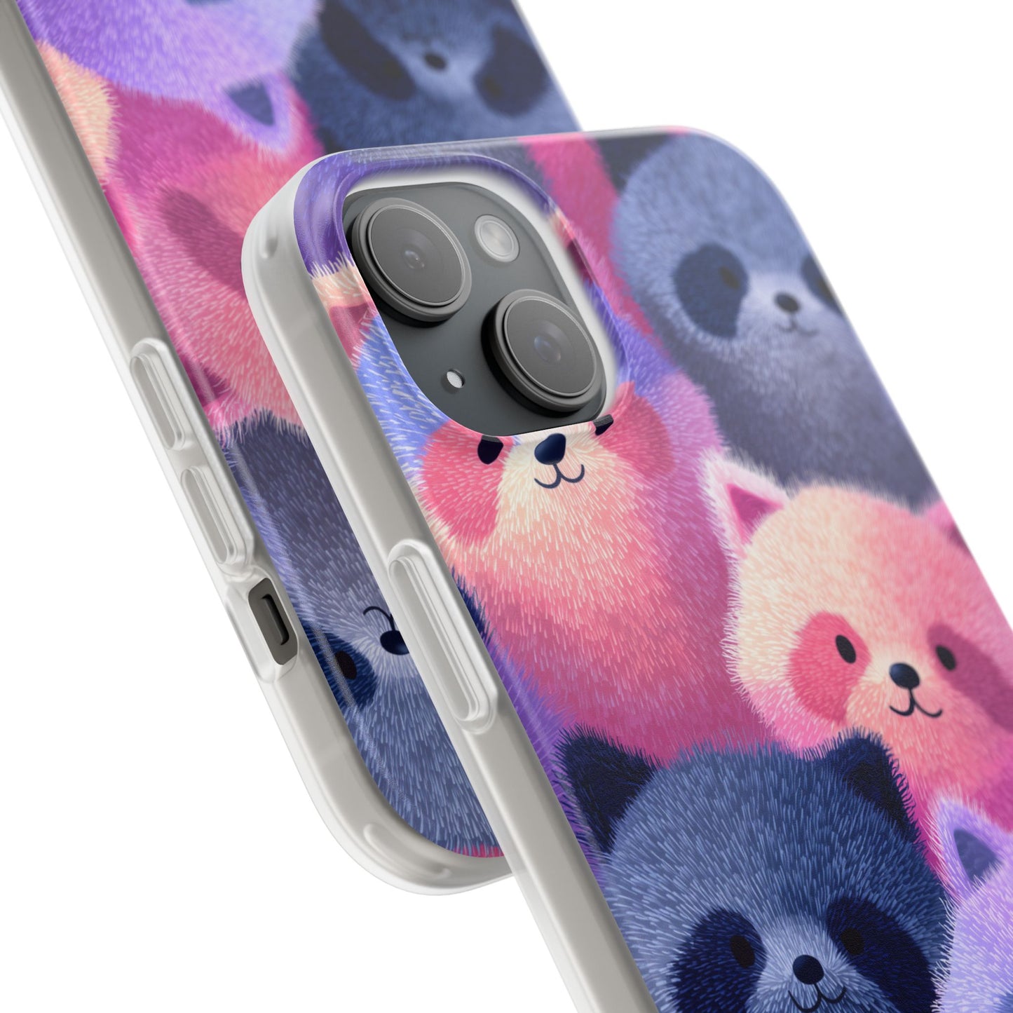 Fluffy Raccoon Cartoon Flexi Cases – Fun and Playful iPhone Case