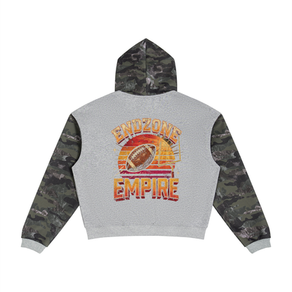 Football Theme Colorblock Camo Full Zip Boxy Hoodie
