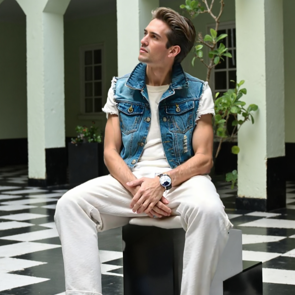 Mens Street Style Jeans Vest