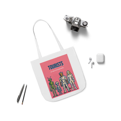 4 Alien Species Tourists Retro Sci‑Fi Character Canvas Tote