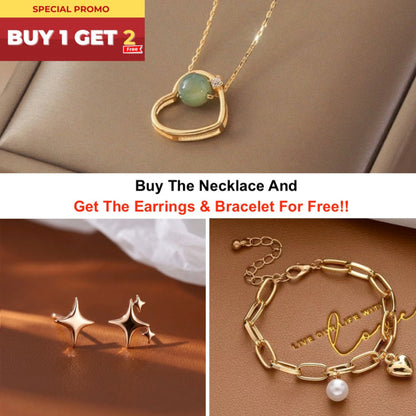 Golden Heart Theme Jade Necklace Buy 1 Get 2 Free