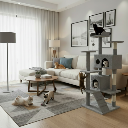 Cat Tree House Scratching Post with Stairs