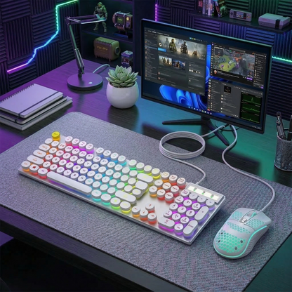 Onetify USB Wired Light Up Gaming Keyboard and Mouse Set